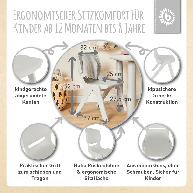 2x Kindertisch Silver & 4x Kinderstuhl Silver