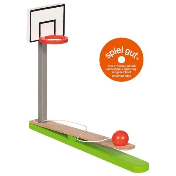 Goki Tischbasketballspiel aus Holz – Geschicklichkeitsspielzeug ab 4 Jahren