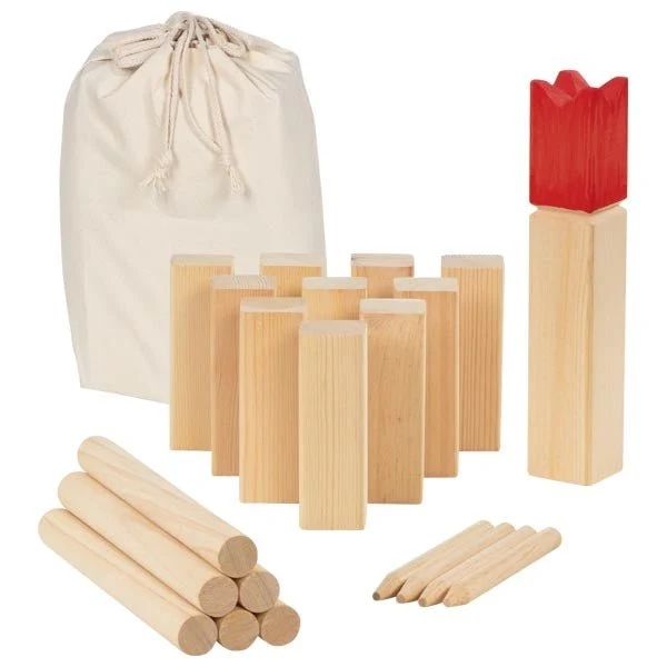 Goki Wikingerspiel Kubb aus Holz im Baumwollbeutel