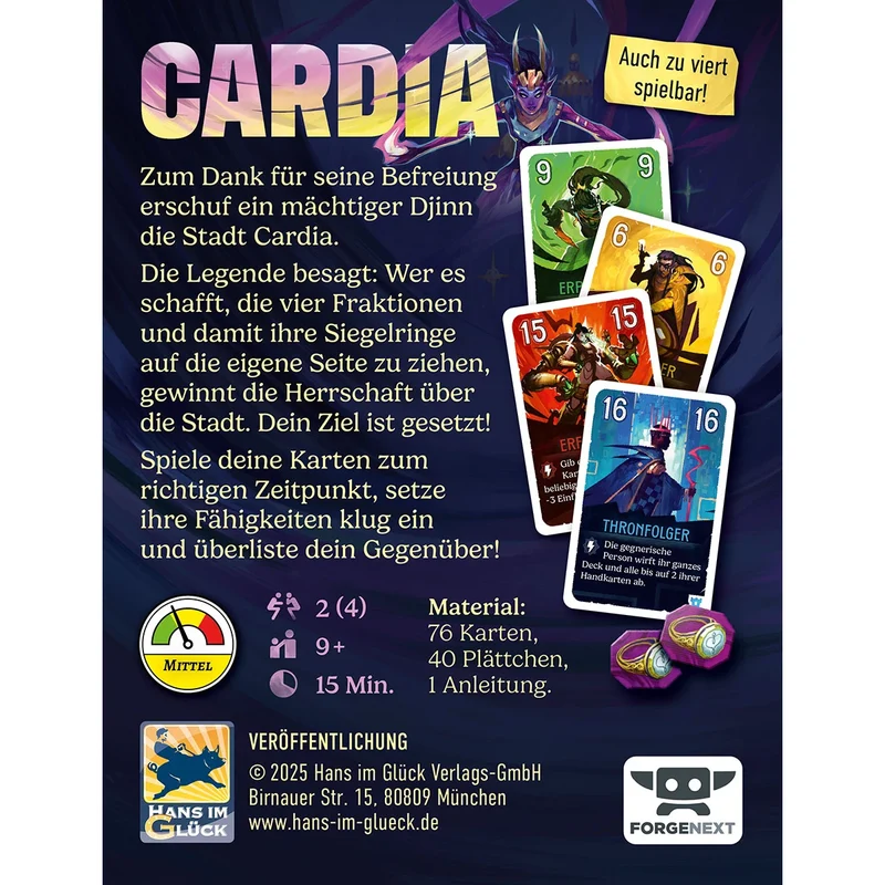 Duell um Cardia - Knackig kurzes Kartenduell