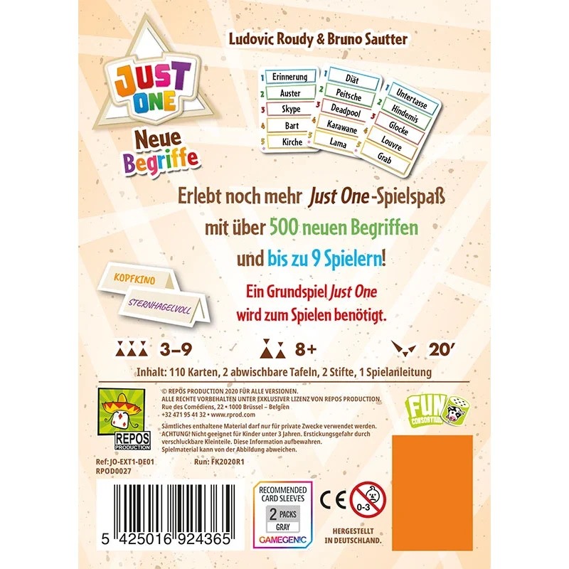 Just One Neue Begriffe - Nachschub für das lustige Familienspiel