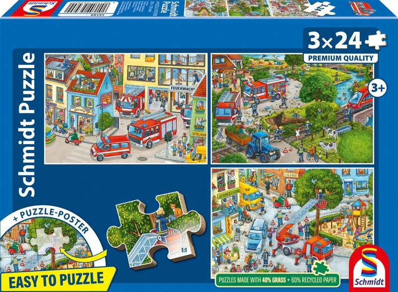 Kinderpuzzle Feuerwehr 3x24 Teile – Schmidt Spiele