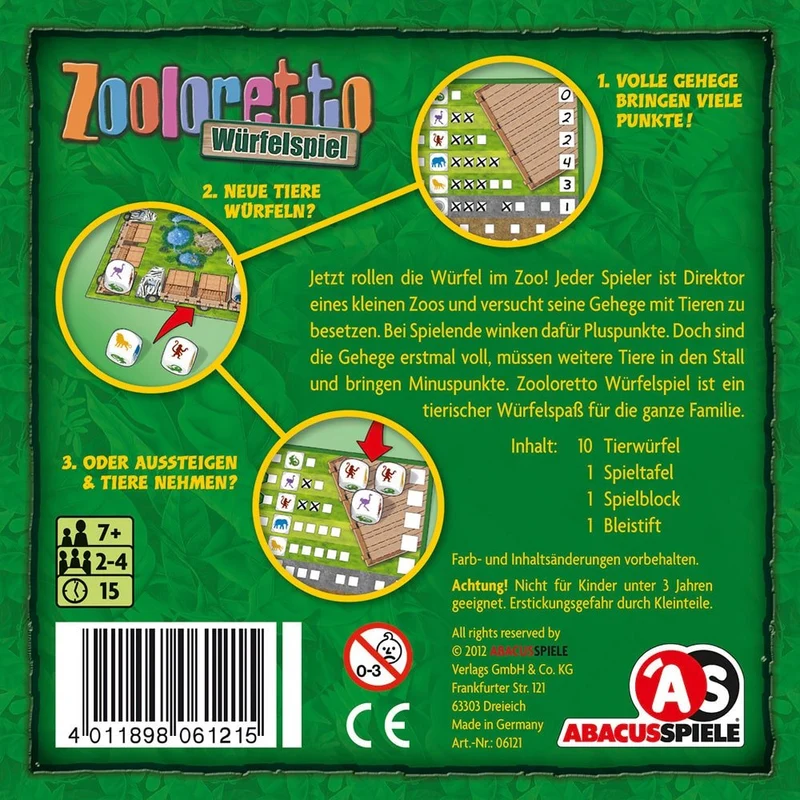 Zooloretto Würfelspiel ab 8 Jahren – Burst Spiele