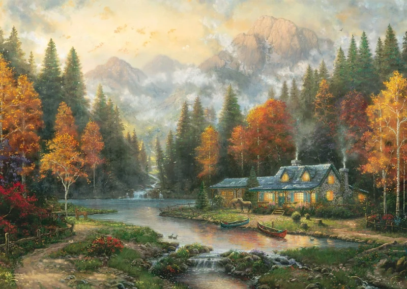 Puzzle Herbstabend am See 1000 Teile – Thomas Kinkade