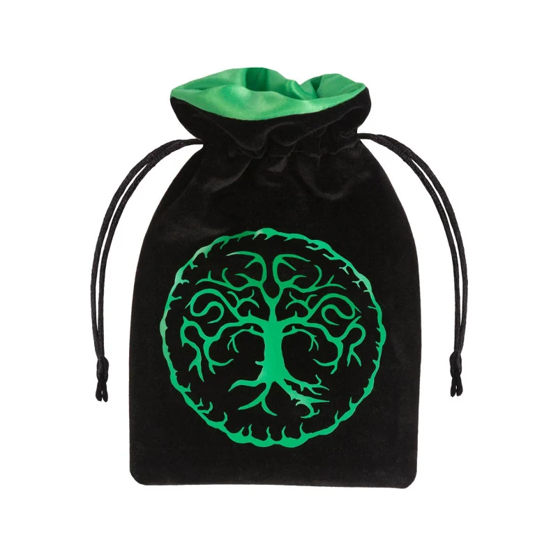Forest Black & Green Velour Würfelbeutel