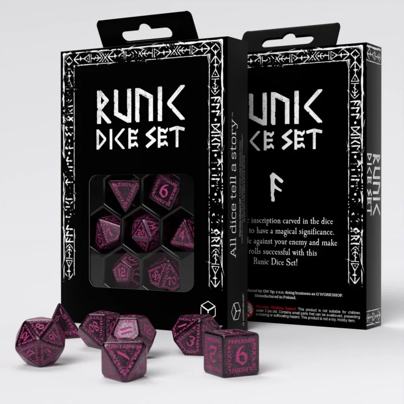 Runic Dice Set: Obsidian Magenta