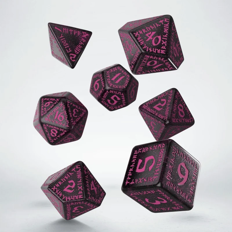 Runic Dice Set: Obsidian Magenta