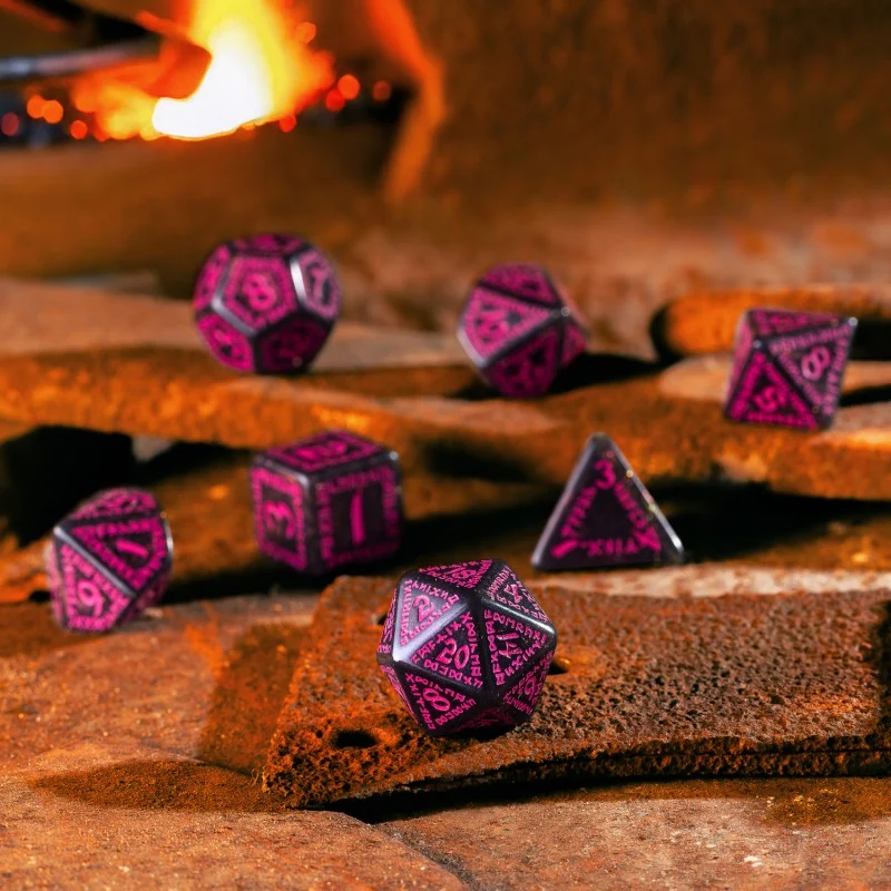 Runic Dice Set: Obsidian Magenta