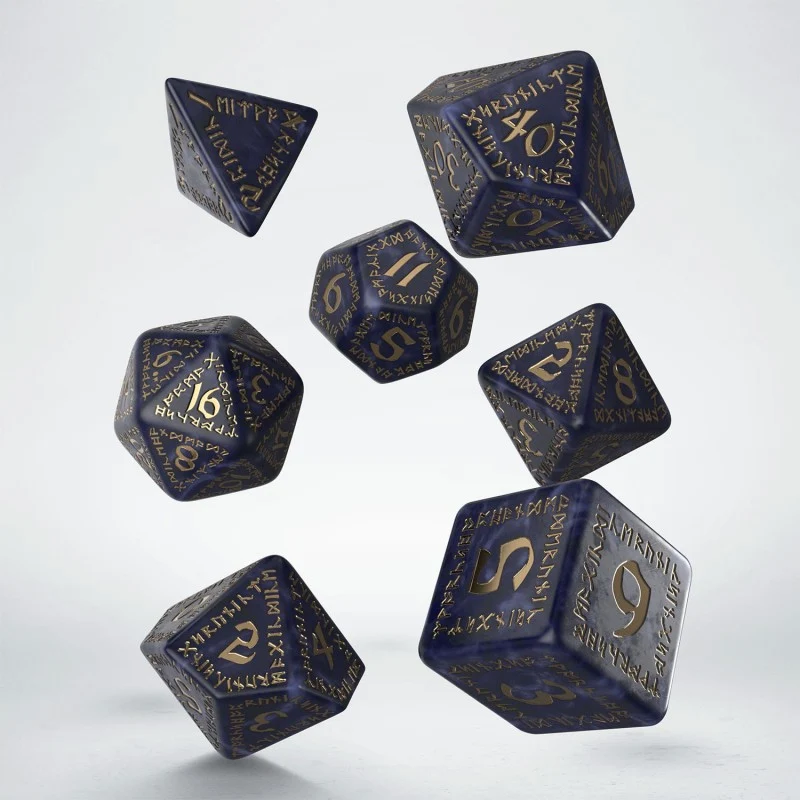Runic Dice Set: Mixed-Blue & Gold