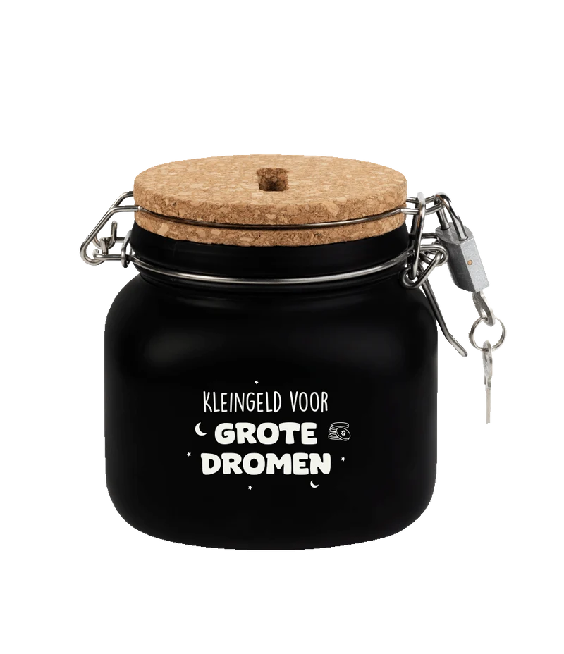 Schwarze Spardose Große Träume 12,5cm