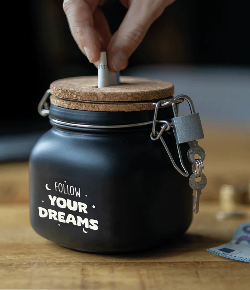 Schwarze Spardose Follow Your Dreams 12,5cm