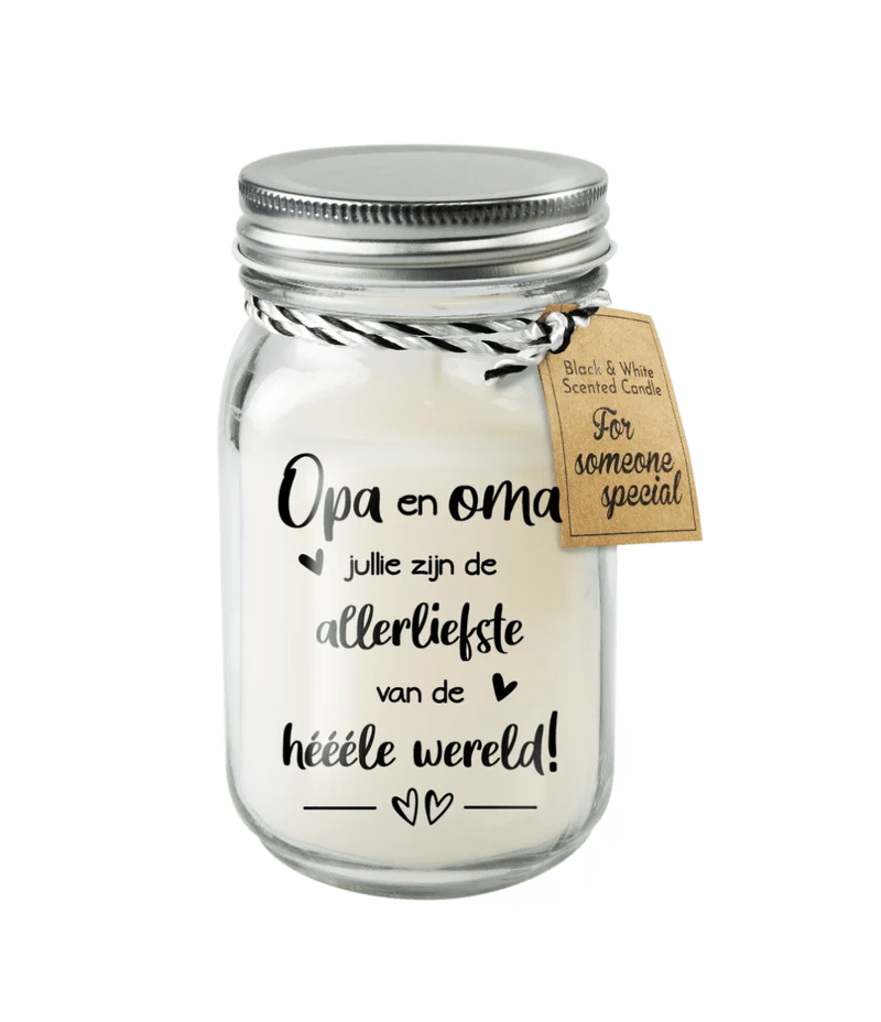 Schwarz-Weiß-Duftkerze Opa und Oma