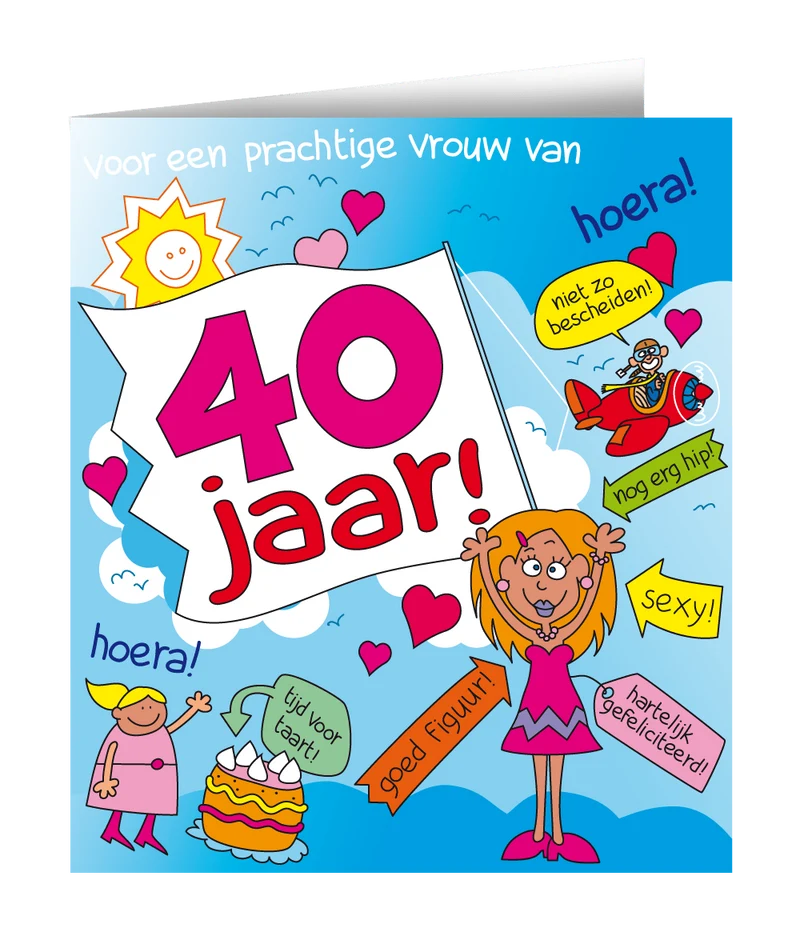 Geburtstagskarte 40 Jahre Frau Cartoon 16,5cm
