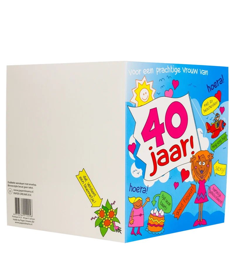 Geburtstagskarte 40 Jahre Frau Cartoon 16,5cm