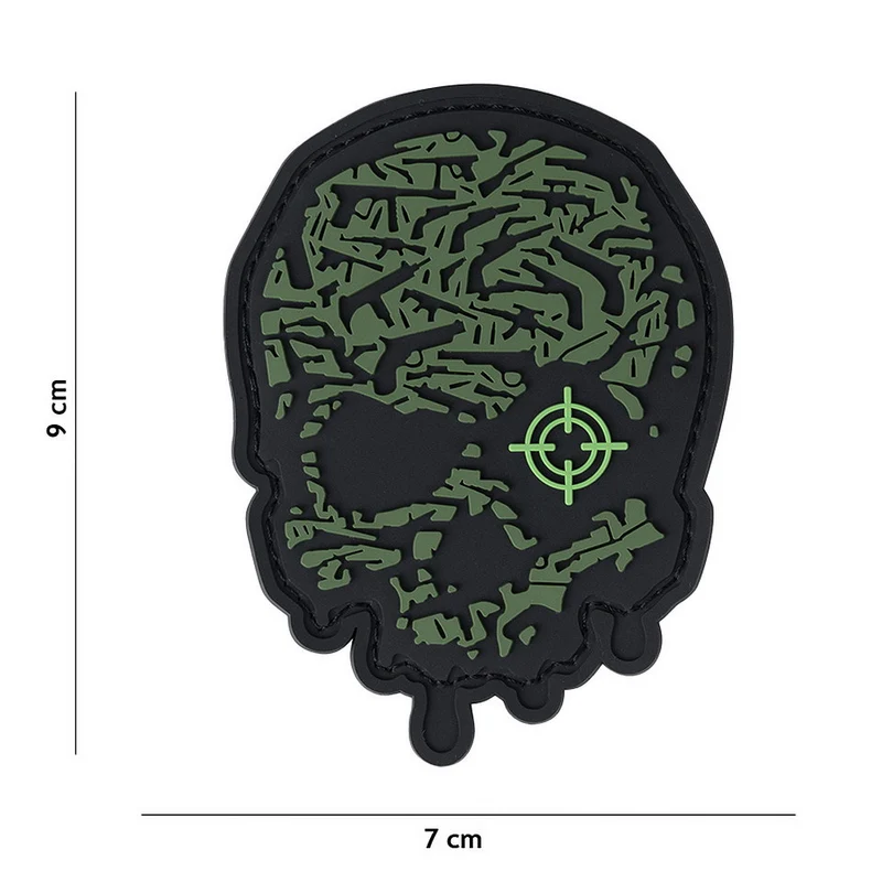 Patch 3D PVC Target Auge Totenkopf grün