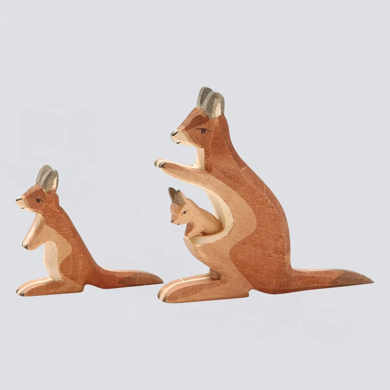 Ostheimer Holzfigur Känguru mit Kind 2-tlg.