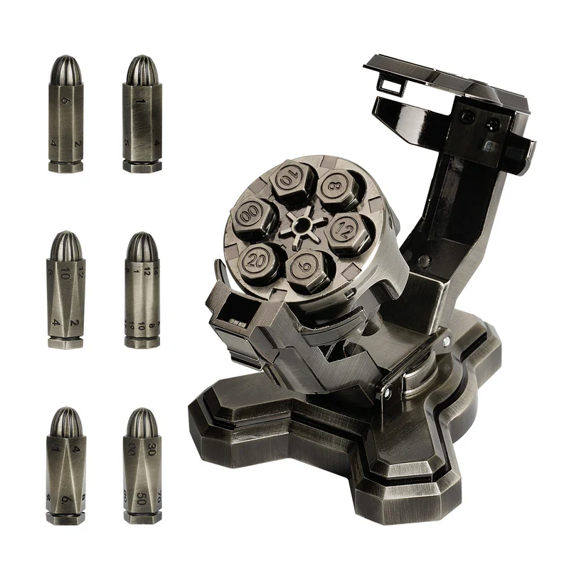 Bullet Nest - Metal Bullet Dice Set mit Revolver-Zylinder