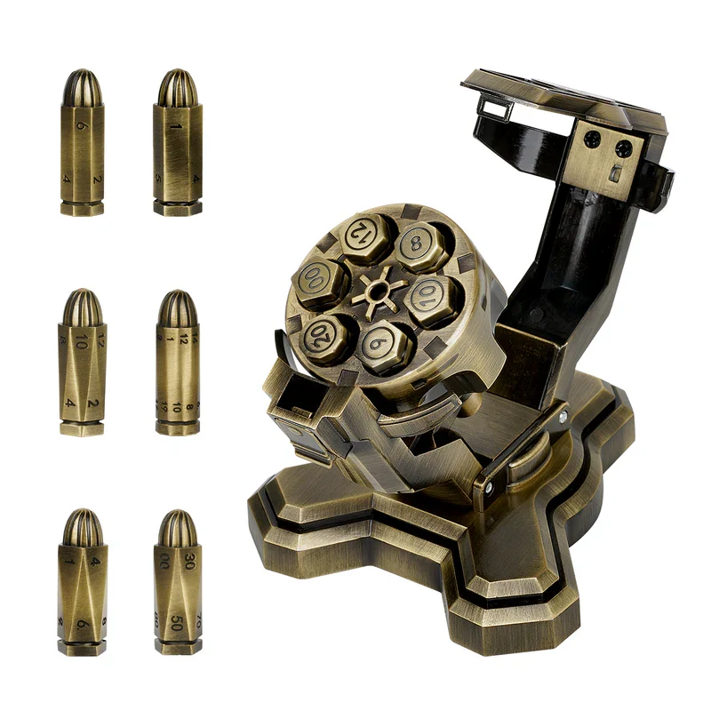 Bullet Nest - Metal Bullet Dice Set mit Revolver-Zylinder