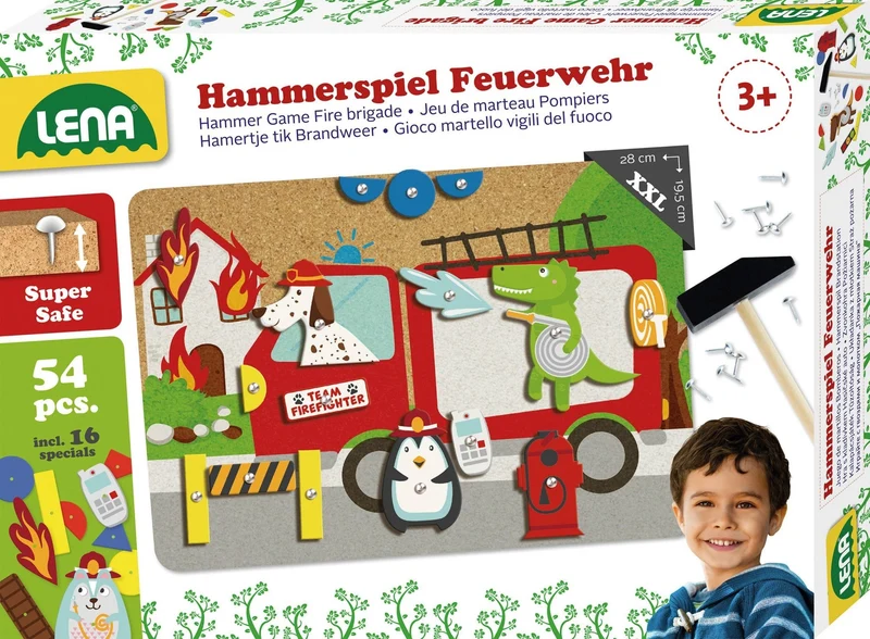 Hammerspiel Feuerwehr mit Korkplatte ab 3 Jahren