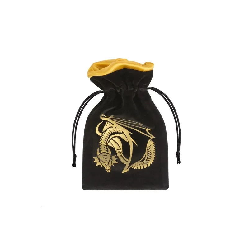 Würfel Beutel Drache schwarz/gold