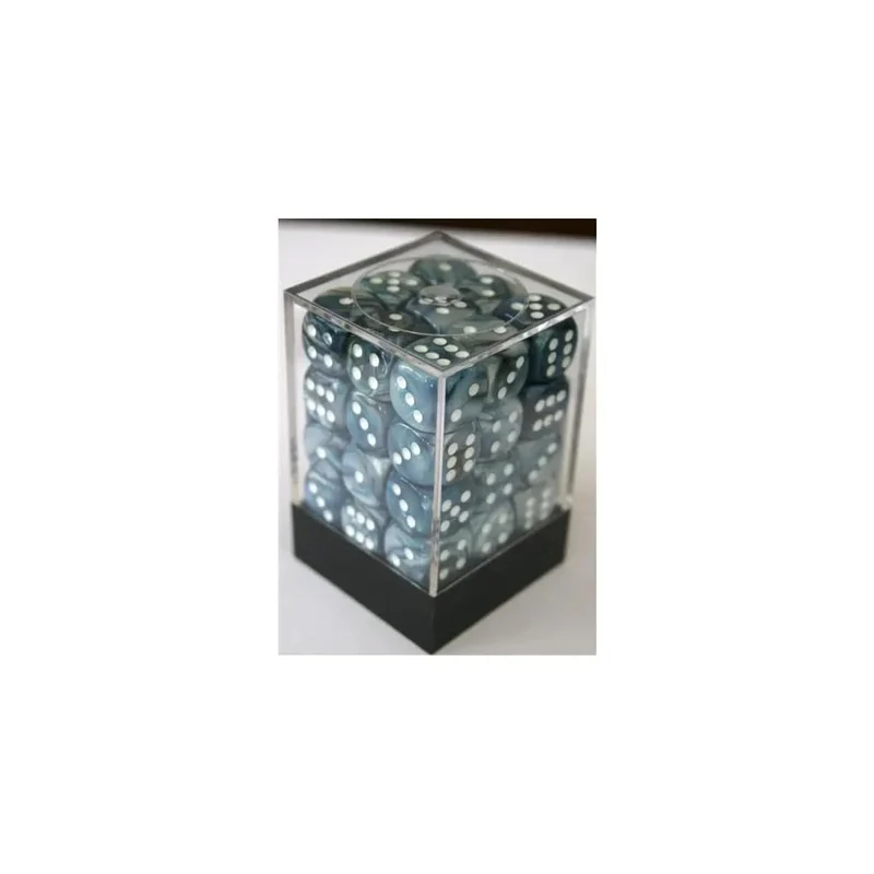 Chessex Lustrous Slate/White W6 12mm Set