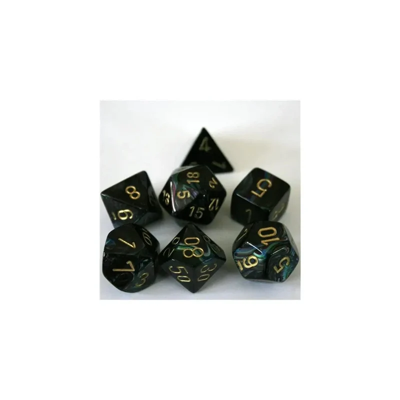 Chessex Lustrous Shadow/Gold Set