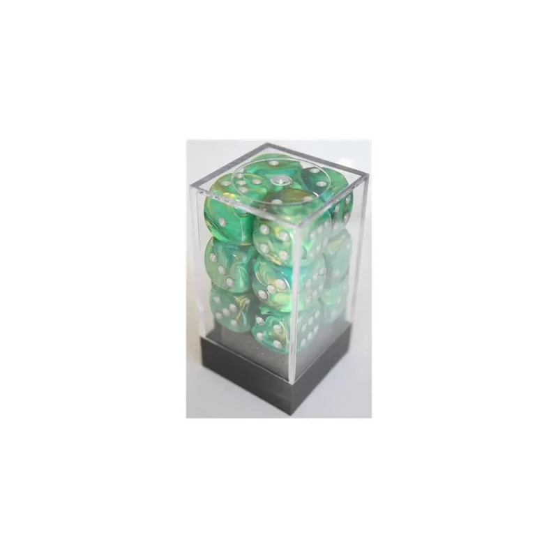 Chessex Lustrous Green/Silver W6 16mm Set