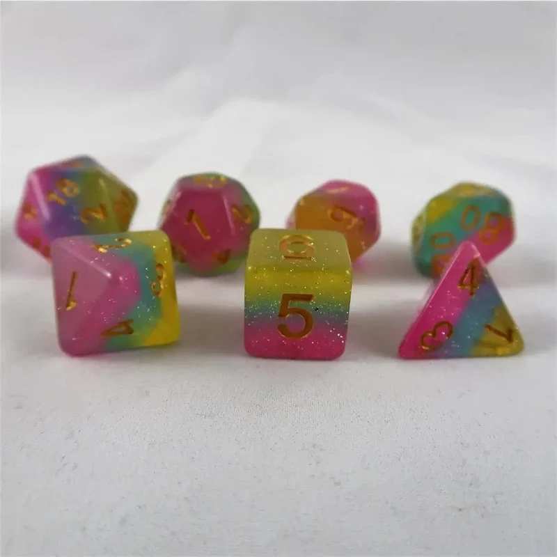 Layer dice pink/blau/gelb mit Glitzer Set