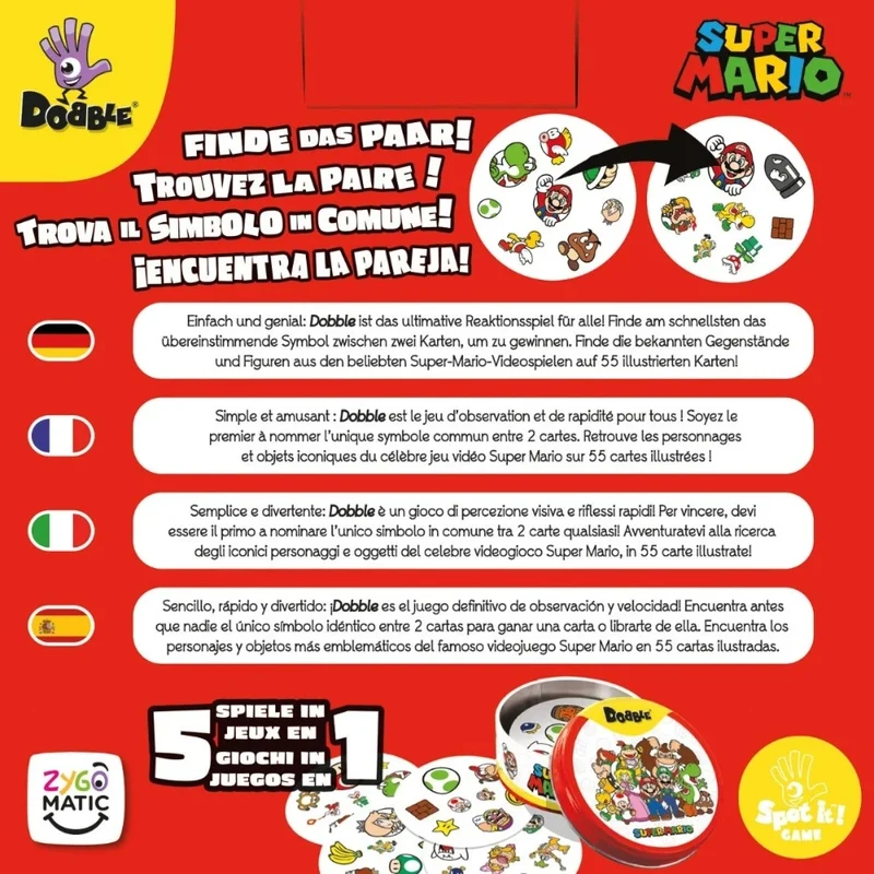 Dobble Super Mario - Das beliebte Reaktionsspiel für Super Mario Fans