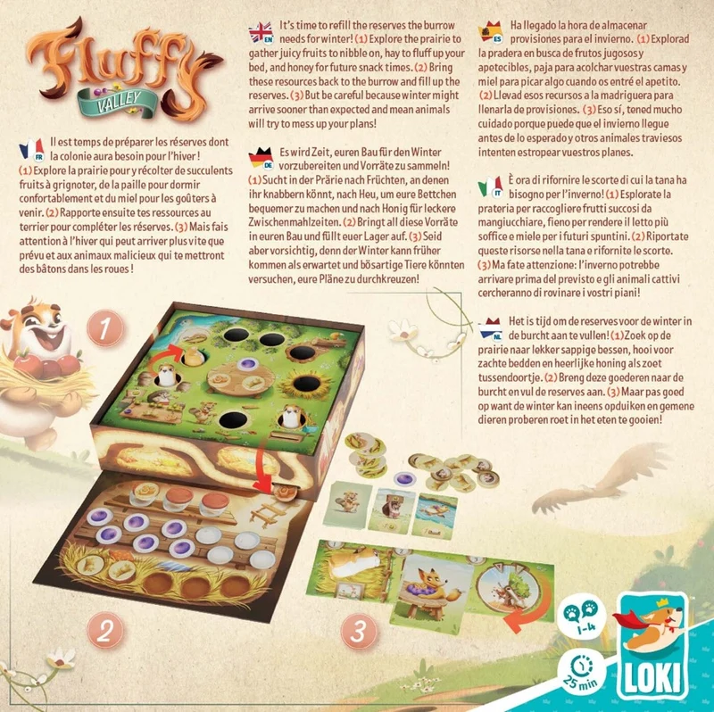 Fluffy Valley - Kooperatives Arbeitereinsatzspiel für erfahrene Kinder und Familien