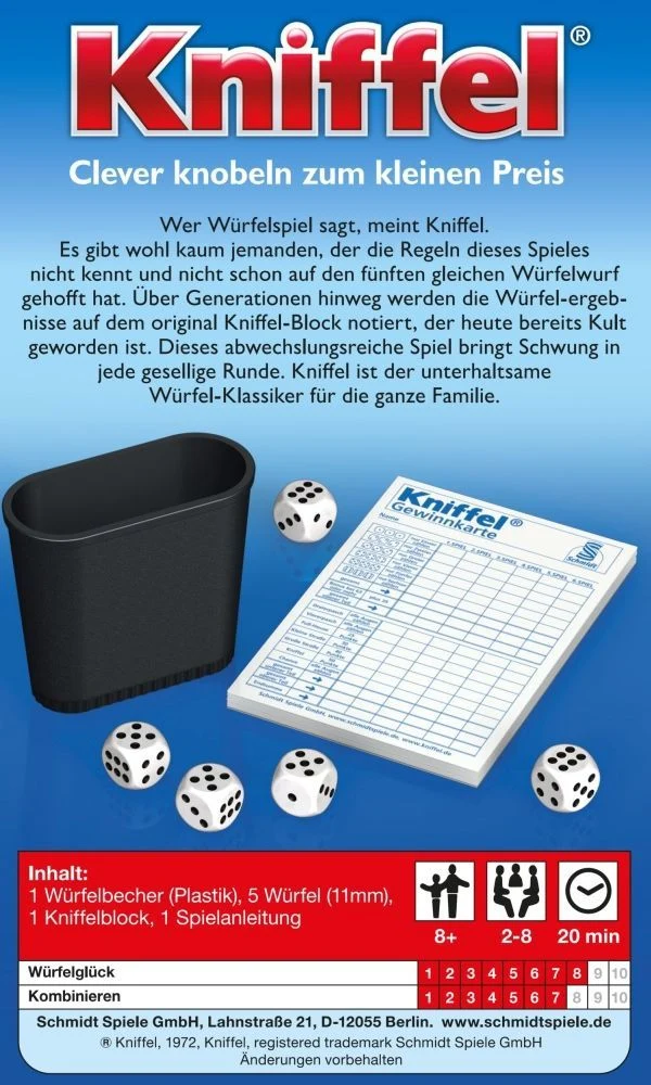 Kniffel: Reisespiel in der Metalldose
