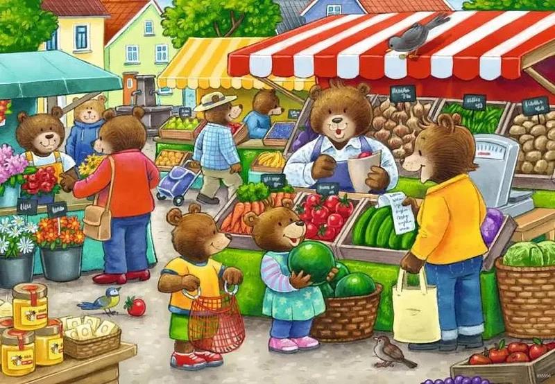 Komm, wir gehen einkaufen – Ravensburger Puzzle 2x12 Teile