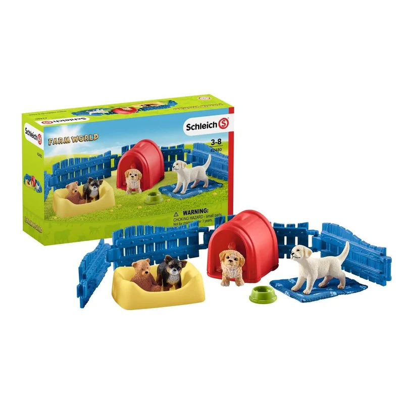 Welpenstube – Schleich Farm World mit 3 Welpen und Zubehör