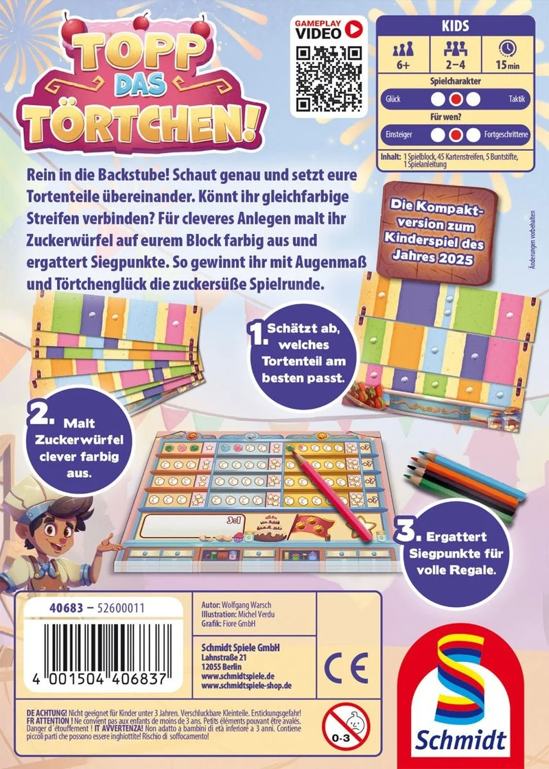 Topp das Törtchen Legespiel ab 6 Jahren – Schmidt Spiele