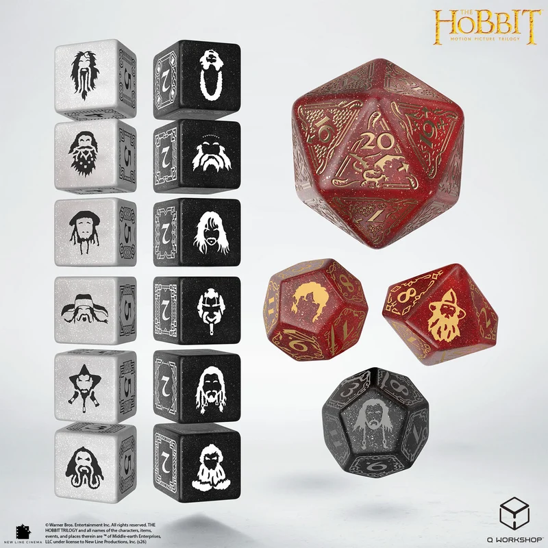 The Hobbit - TCG Dice Set (16 Würfel, 2x6W6, 1x Jumbo Spindown, 2x D12, 1x D10)