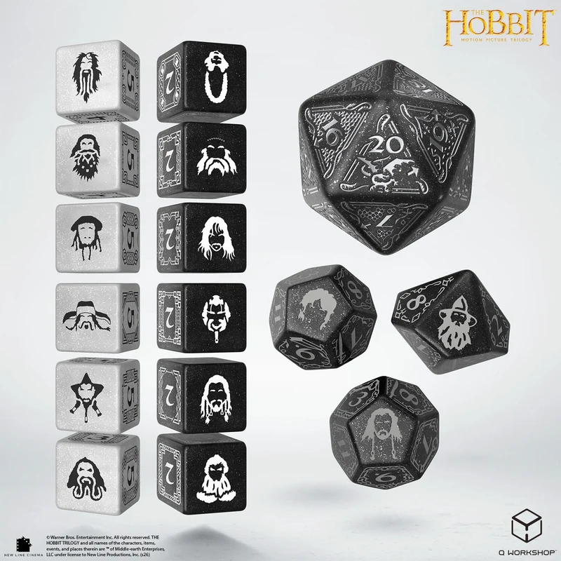 The Hobbit - TCG Dice Set (16 Würfel, 2x6W6, 1x Jumbo Spindown, 2x D12, 1x D10)