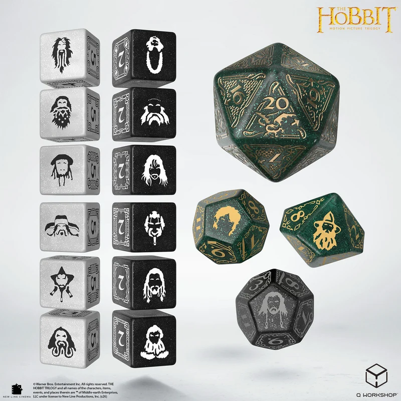 The Hobbit - TCG Dice Set (16 Würfel, 2x6W6, 1x Jumbo Spindown, 2x D12, 1x D10)