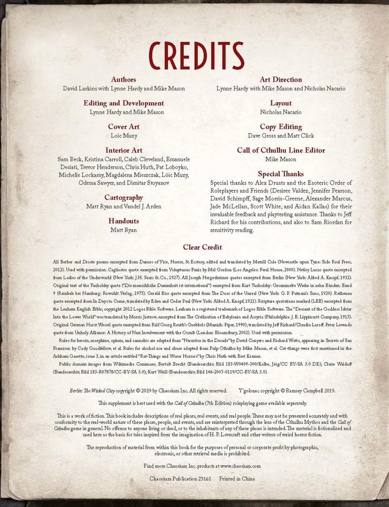 Call of Cthulhu - Berlin: The Wicked City - EN