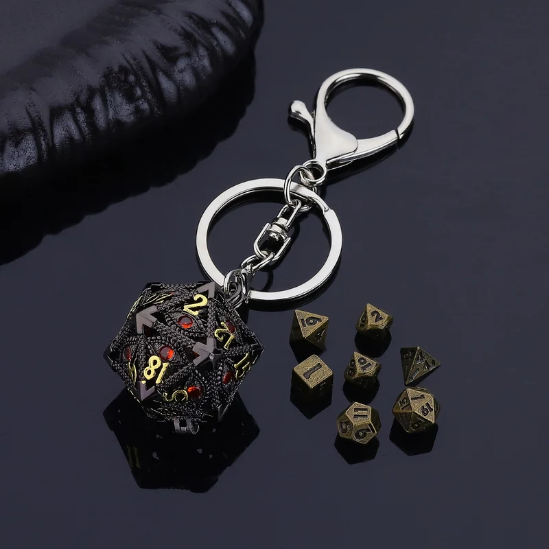 The Oracle's Vault - W20 Schlüsselanhänger mit Mini-Würfelset