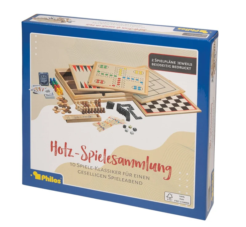 Holz Spielesammlung 10-in-1 FSC – Philos