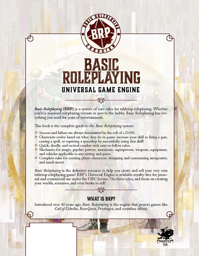 Basic Roleplaying RPG - Universal Game Engine