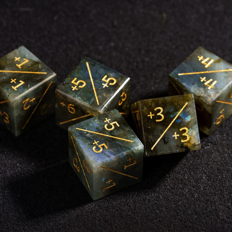 Labradorit D6 Counter-Würfel