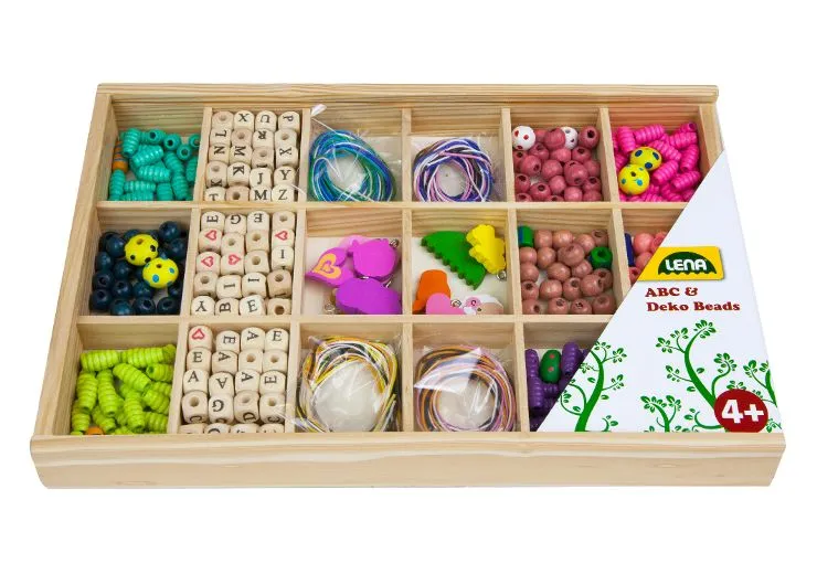 Holzperlen Holzkassette groß – Simm Spielwaren