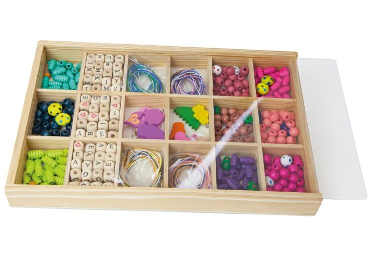 Holzperlen Holzkassette groß – Simm Spielwaren