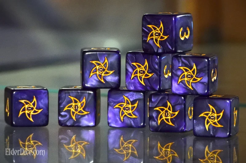 Elder Dice - Astral Elder Sign 9xW6 (Mystic Purple im Reagenzglas)