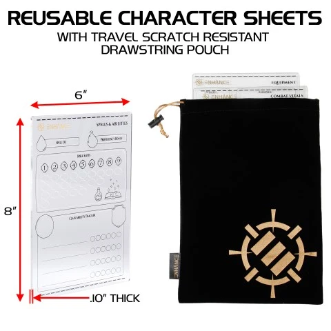 Acryl Charakterbogen-Set für DnD 5e