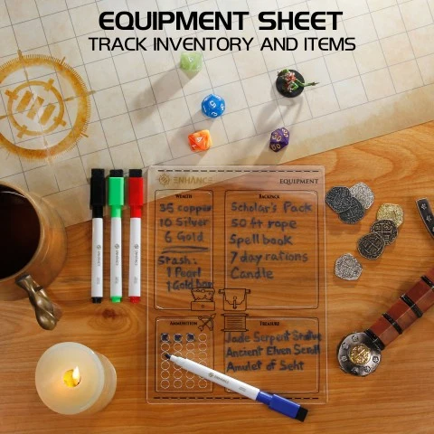 Acryl Charakterbogen-Set für DnD 5e