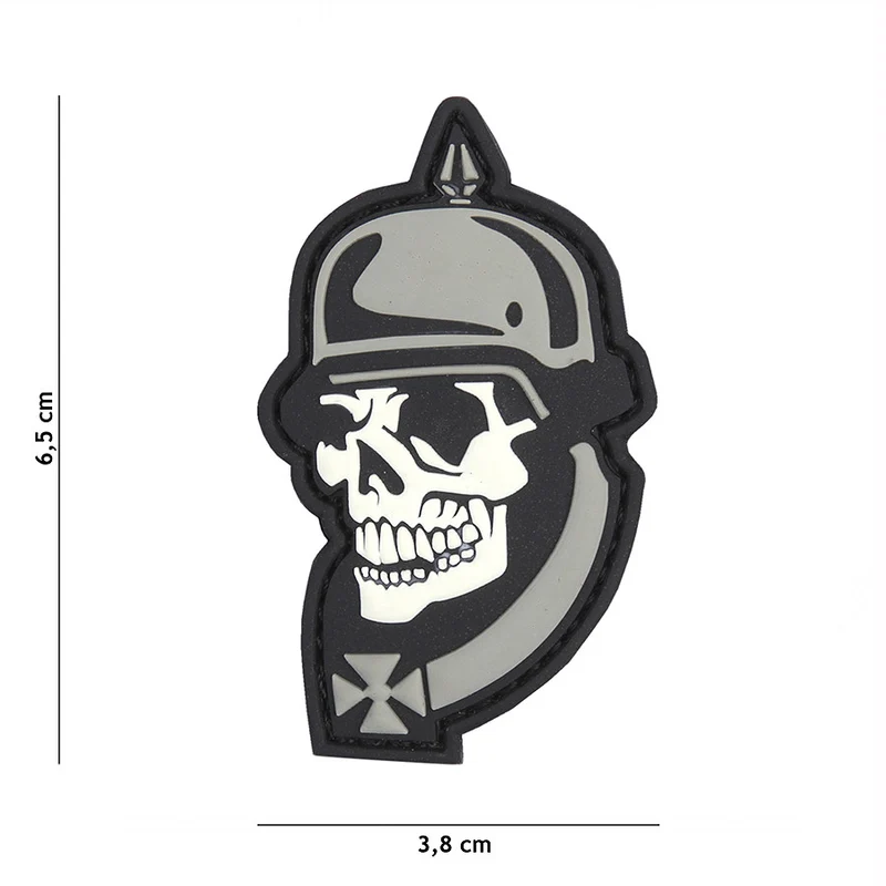 Patch 3D PVC WW I skull grau