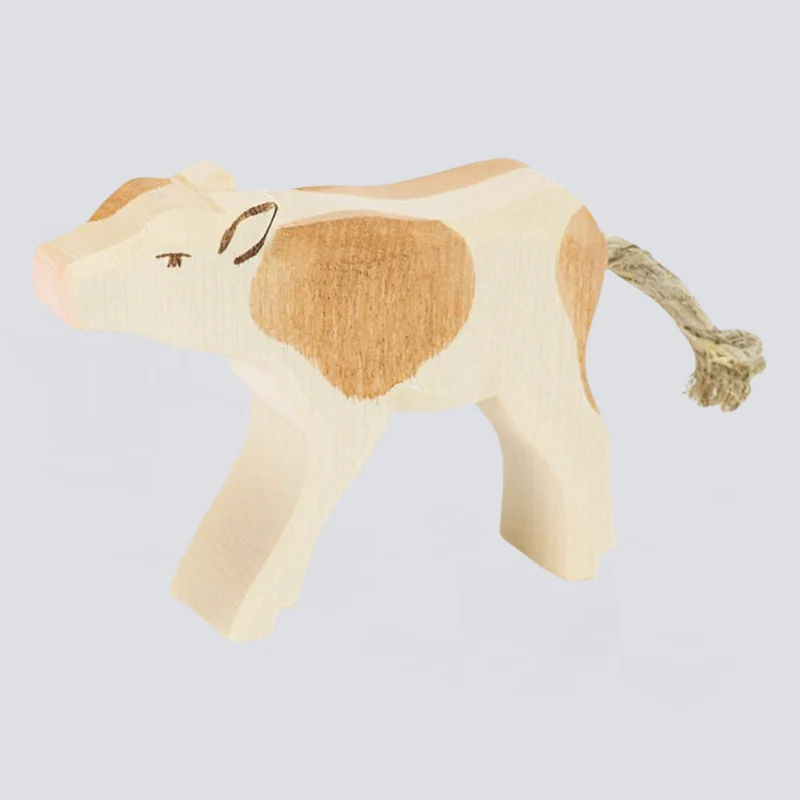 Ostheimer Holzfigur Kalb braun trinkend