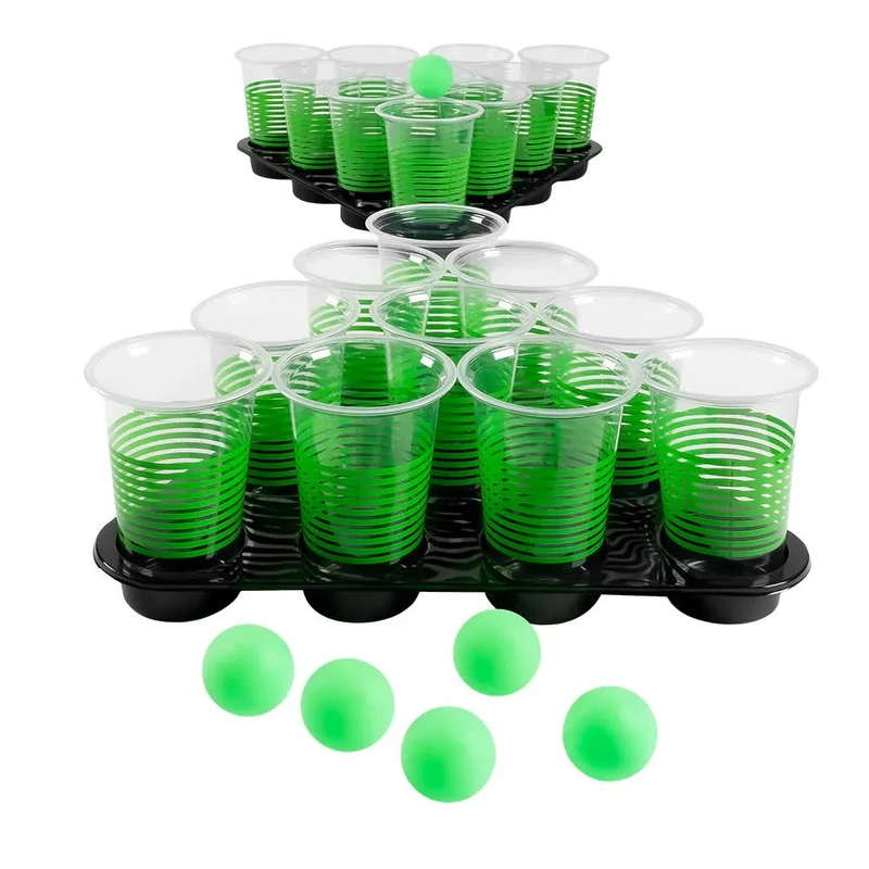 Grünes Trinkspiel Beer Pong, 3-teilig